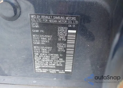 2015 Nissan Rogue Sv from USA, damaged, VIN KNMAT2MT1FP559214